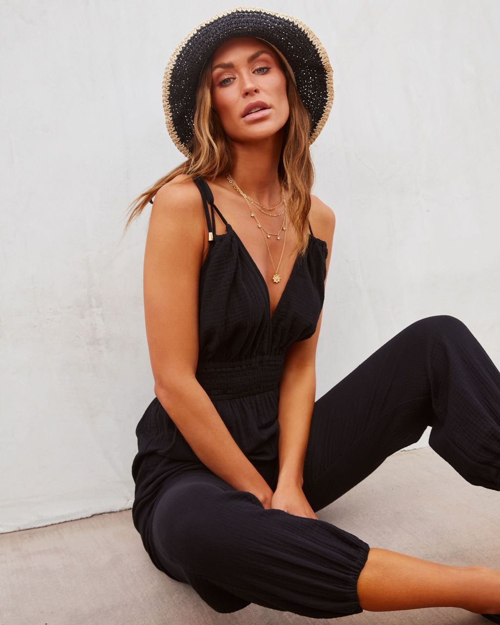 Del Mar Cotton Pocketed Jogger Jumpsuit - Black - FINAL SALE sold by Vici product image thumbnail 2