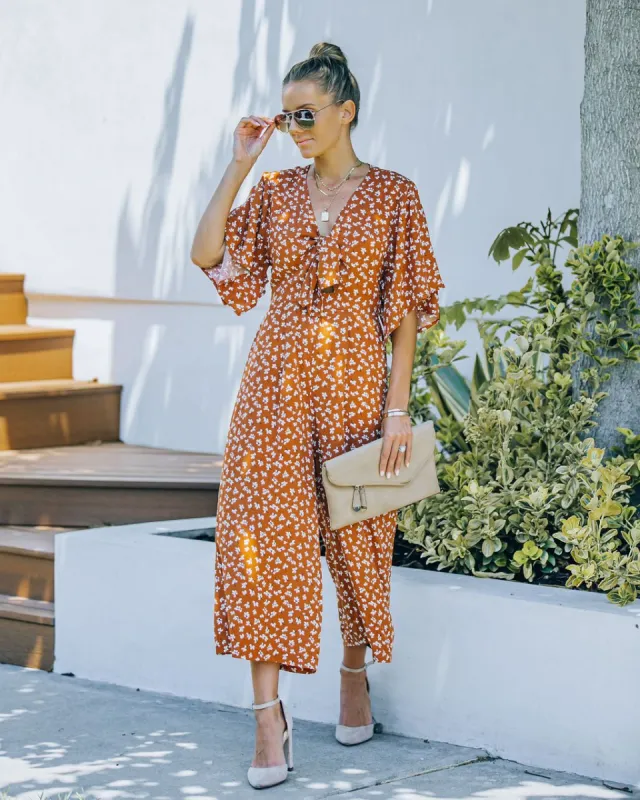 Alaia Printed Tie Front Jumpsuit - FINAL SALE sold by Vici