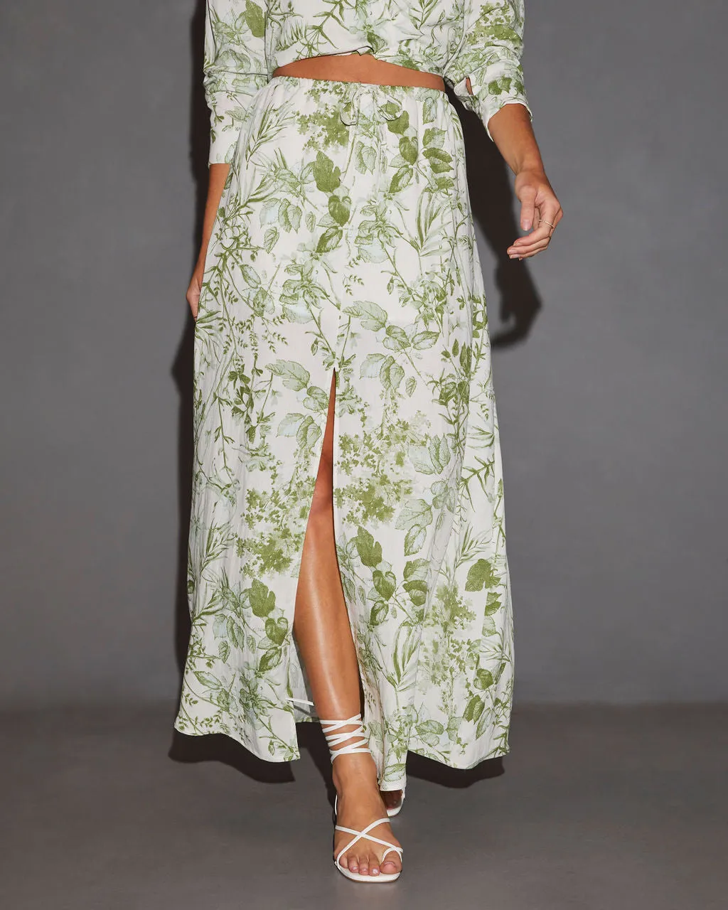 Kai Front Slit Drawstring Printed Maxi Skirt sold by Vici product image thumbnail 2
