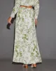 Kai Front Slit Drawstring Printed Maxi Skirt sold by Vici