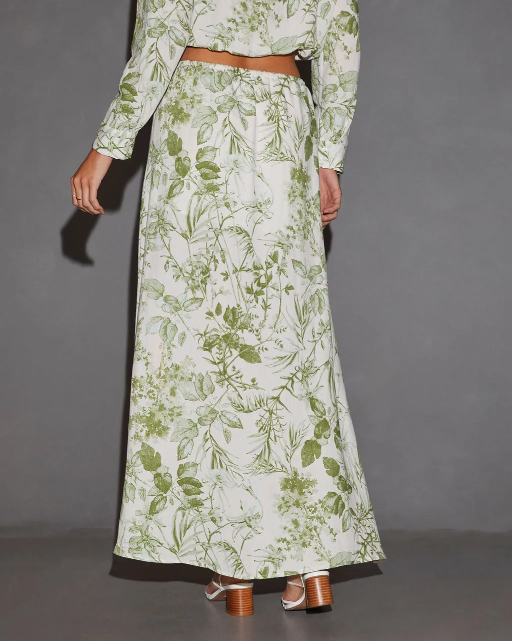 Kai Front Slit Drawstring Printed Maxi Skirt sold by Vici product image thumbnail 5