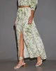 Kai Front Slit Drawstring Printed Maxi Skirt sold by Vici