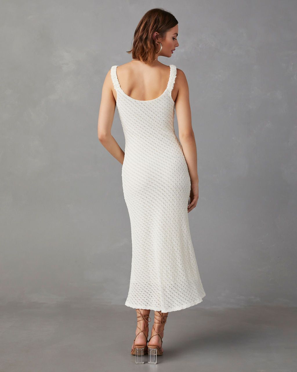 Cordera Textured Cowl Neck Midi Dress - Cream - FINAL SALE sold by Vici product image thumbnail 2