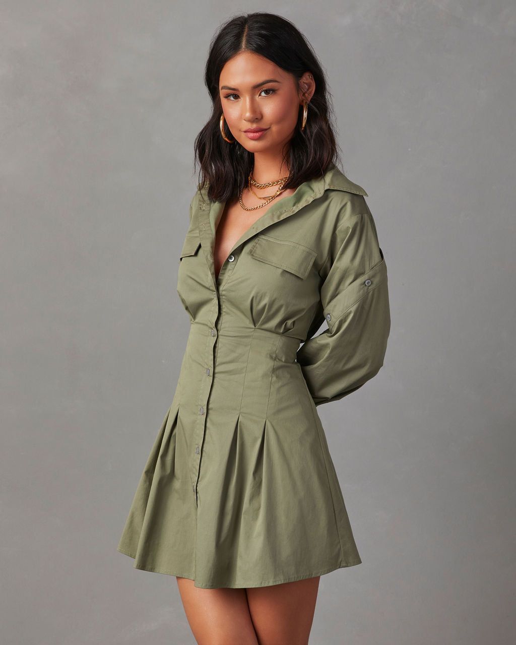 Emille Button Down Mini Dress sold by Vici product image thumbnail 2