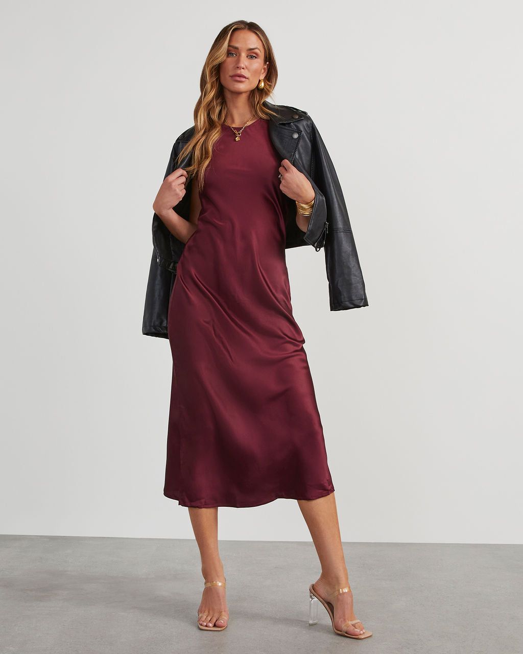 All The Allure Satin Slip Midi Dress sold by Vici