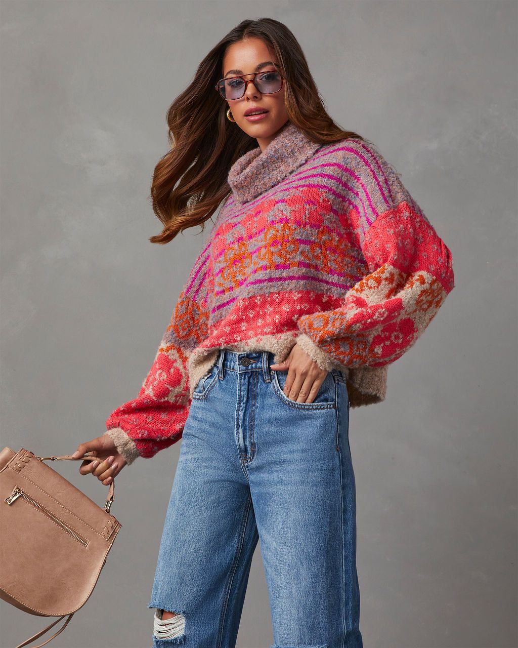 Monet Knit Printed Turtleneck Pullover Sweater sold by Vici product image thumbnail 3