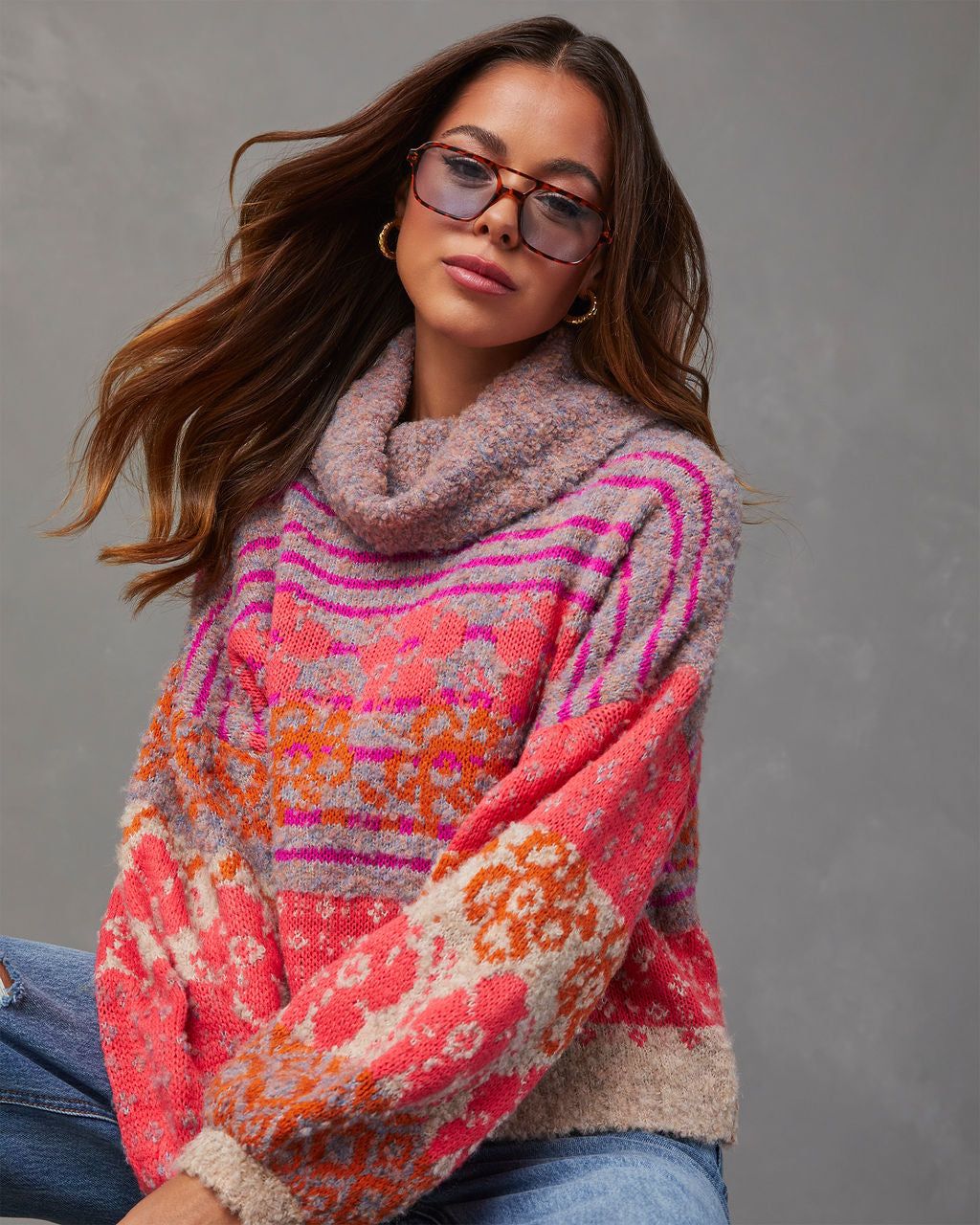 Monet Knit Printed Turtleneck Pullover Sweater sold by Vici product image thumbnail 5