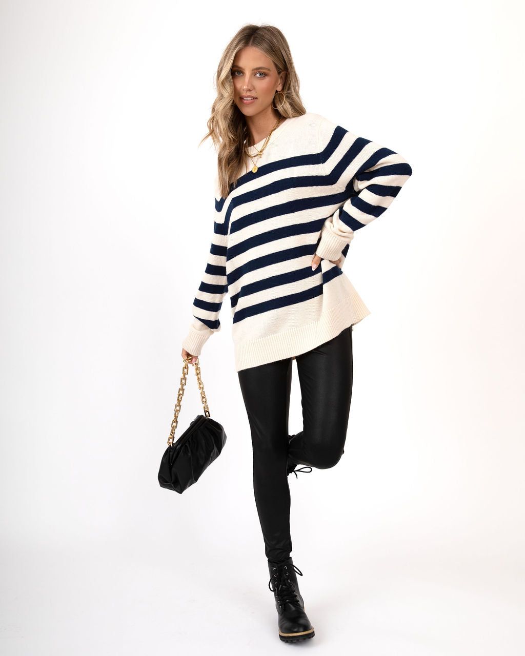 Venice Striped Knit Sweater - Navy - LAST CHANCE sold by Vici product image thumbnail 7