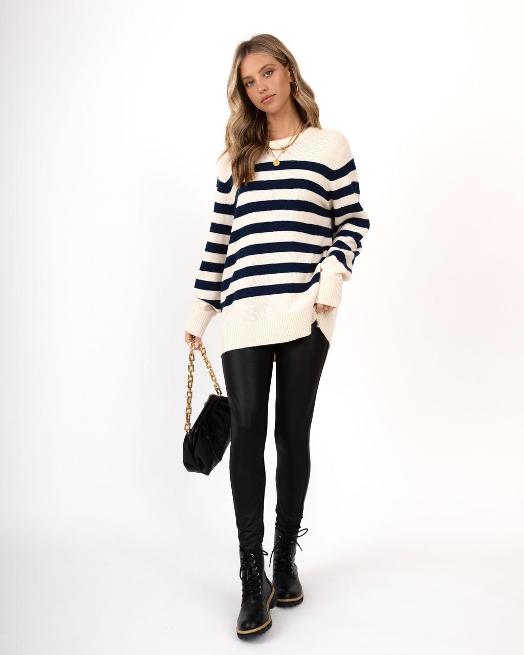 Venice Striped Knit Sweater - Navy - LAST CHANCE sold by Vici product image thumbnail 3