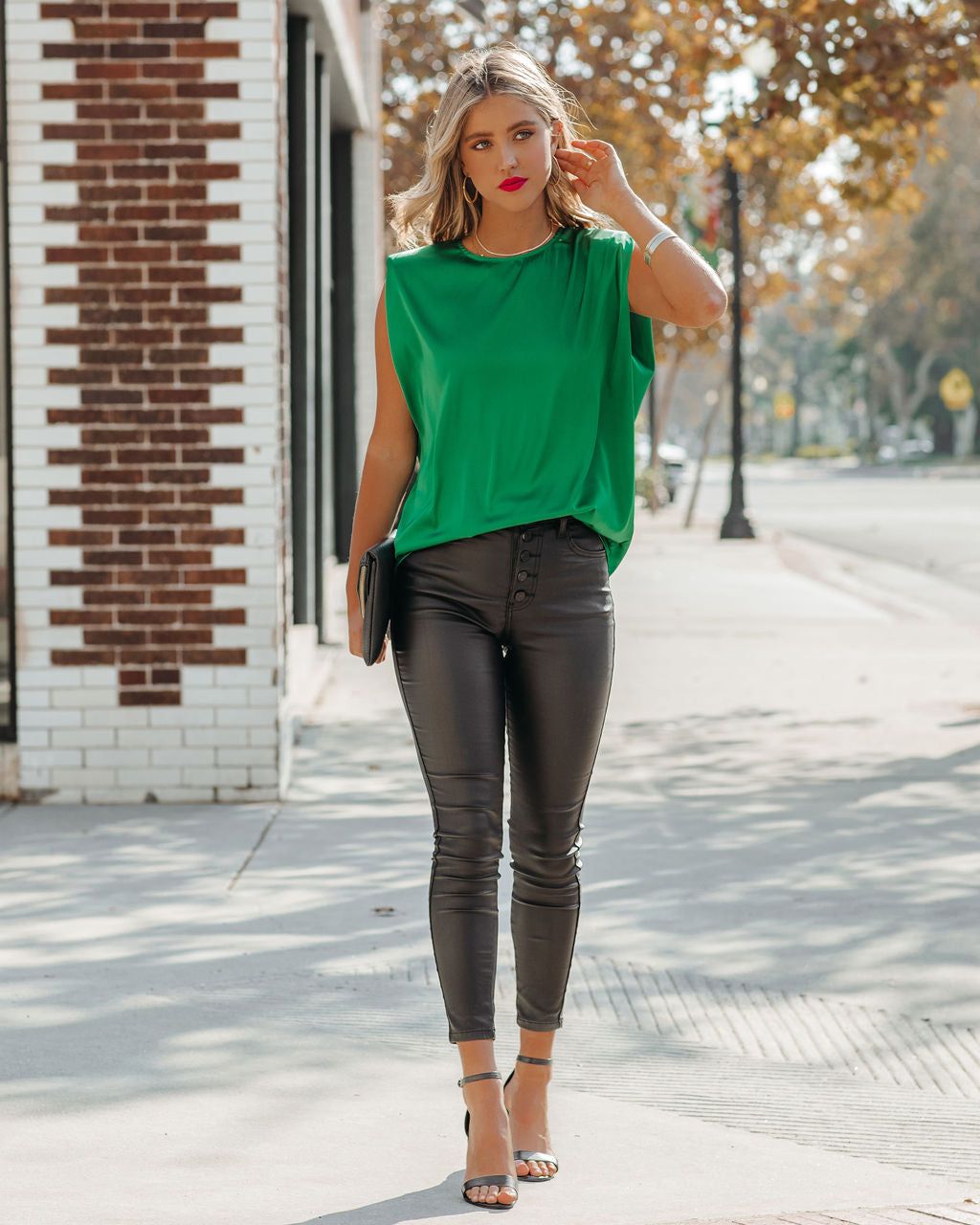 Cosette Satin Padded Blouse - Emerald - FINAL SALE sold by Vici product image thumbnail 3