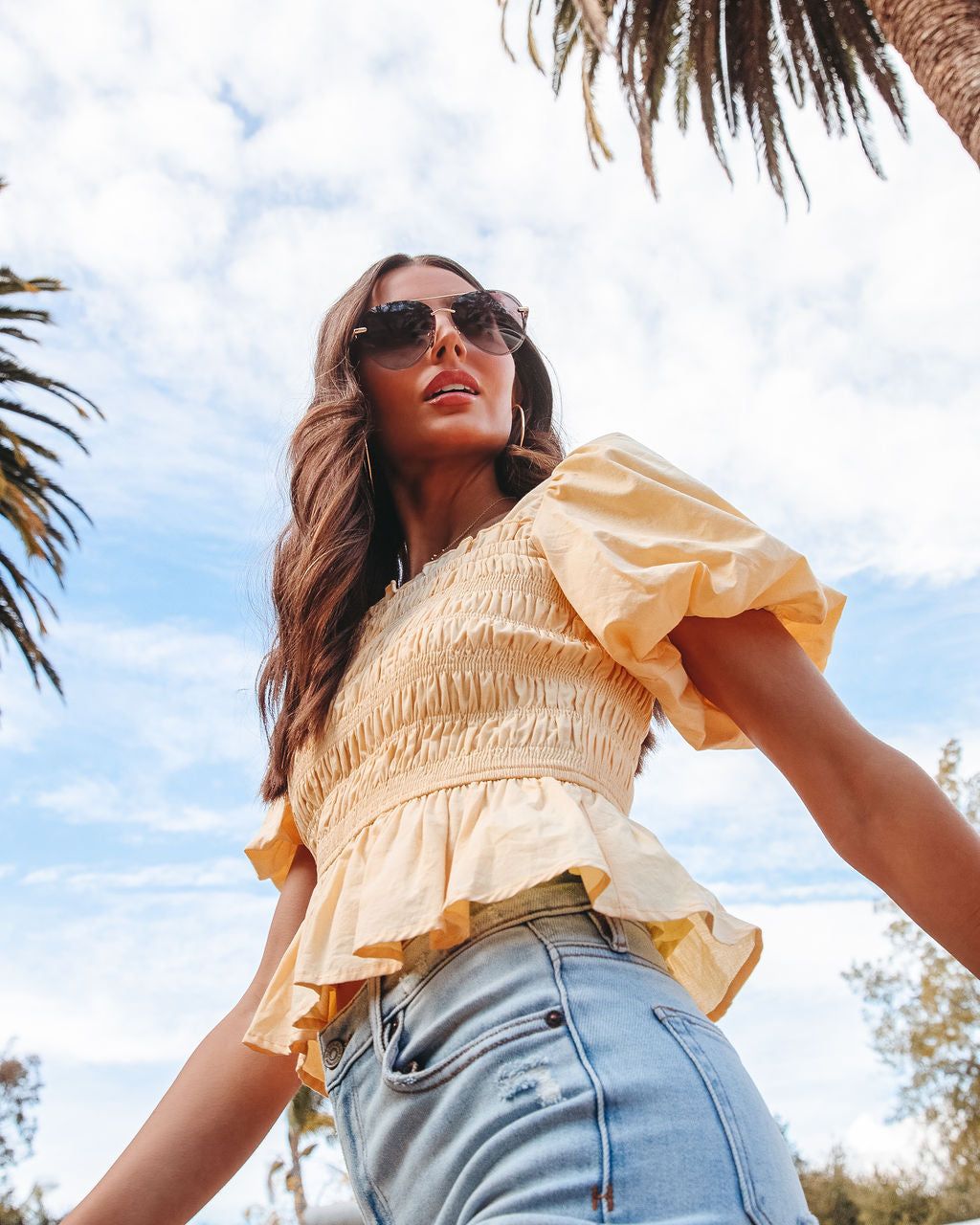 Trysta Cotton Smocked Peplum Top - Yellow - FINAL SALE sold by Vici product image thumbnail 7