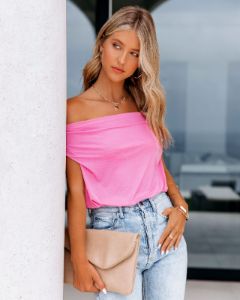 Dearie Cowl Neck Padded Bodysuit - Pink - FINAL SALE sold by Vici