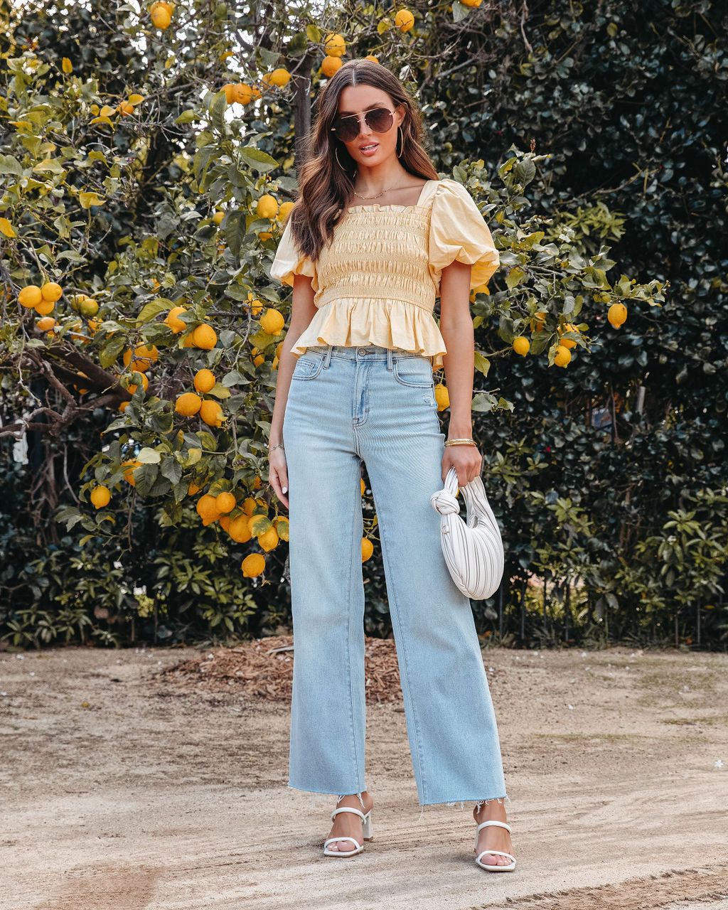 Trysta Cotton Smocked Peplum Top - Yellow - FINAL SALE sold by Vici product image thumbnail 3