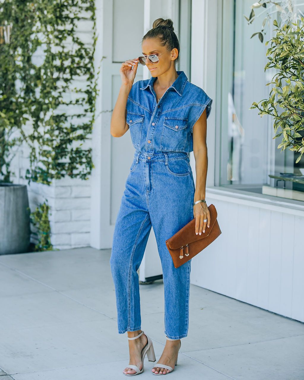 Aisha Pocketed Sleeveless Denim Jumpsuit - FINAL SALE sold by Vici product image thumbnail 3
