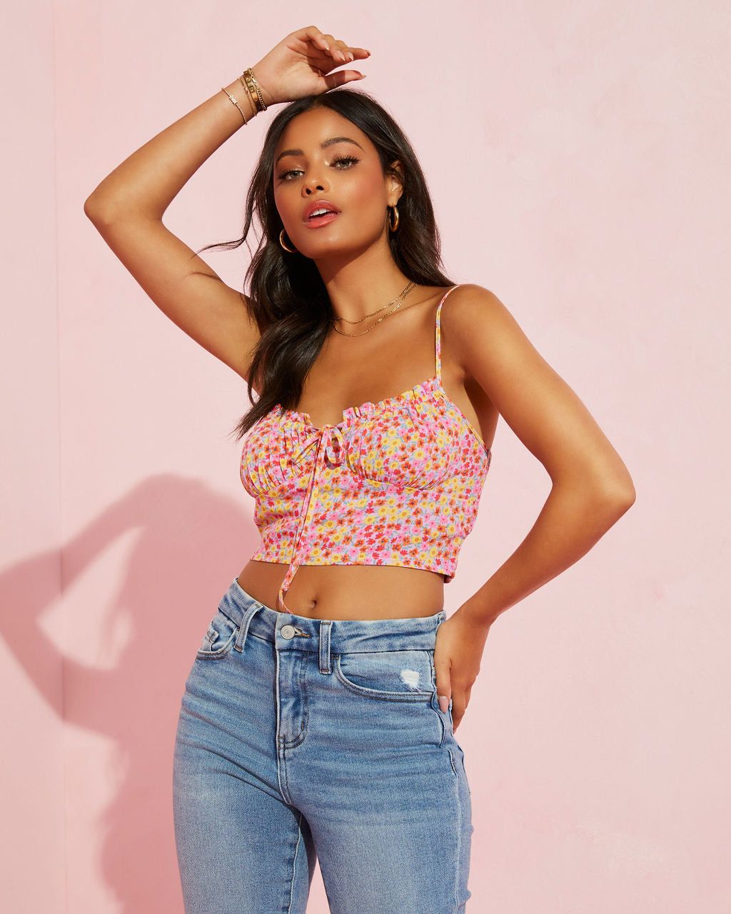 Dancing Daisies Floral Crop Top - Pink - SALE sold by Vici product image thumbnail 7