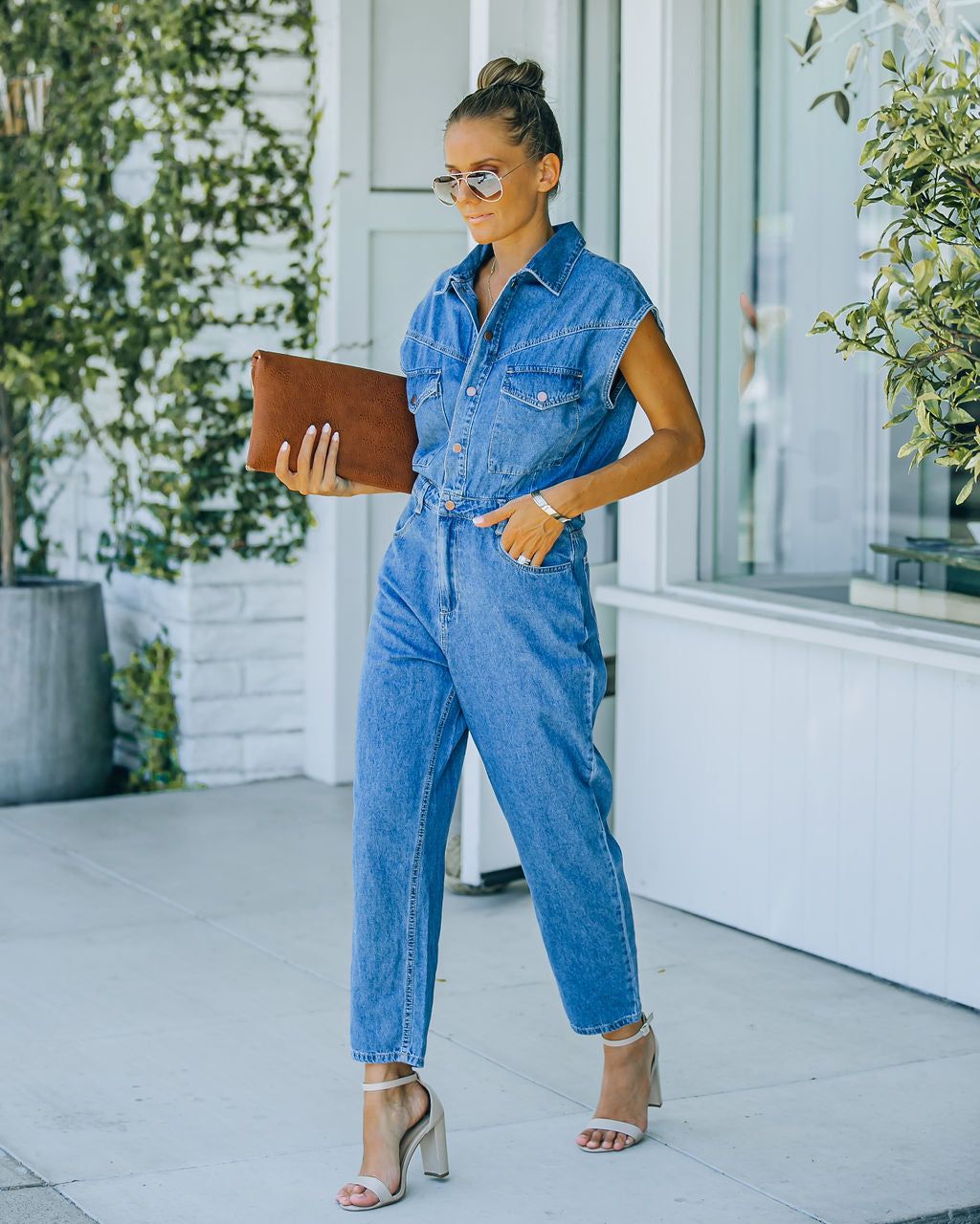 Aisha Pocketed Sleeveless Denim Jumpsuit - FINAL SALE sold by Vici product image thumbnail 8