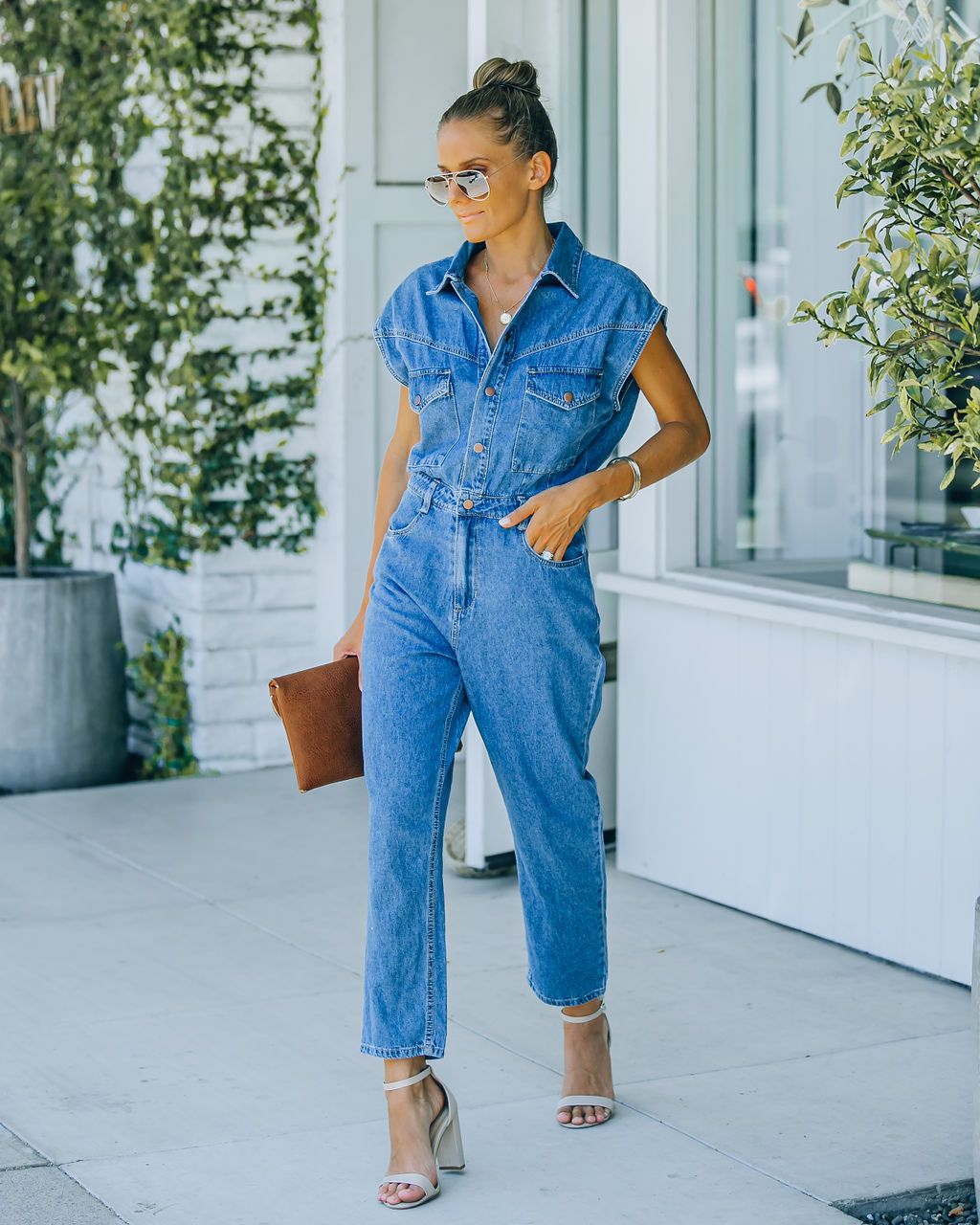 Aisha Pocketed Sleeveless Denim Jumpsuit - FINAL SALE sold by Vici product image thumbnail 5