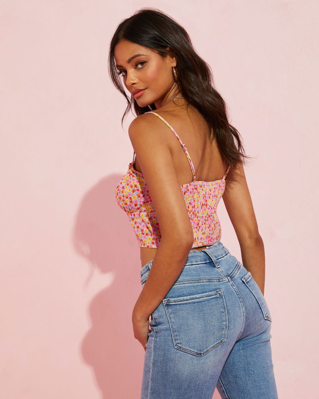Dancing Daisies Floral Crop Top - Pink - SALE sold by Vici product image thumbnail 2