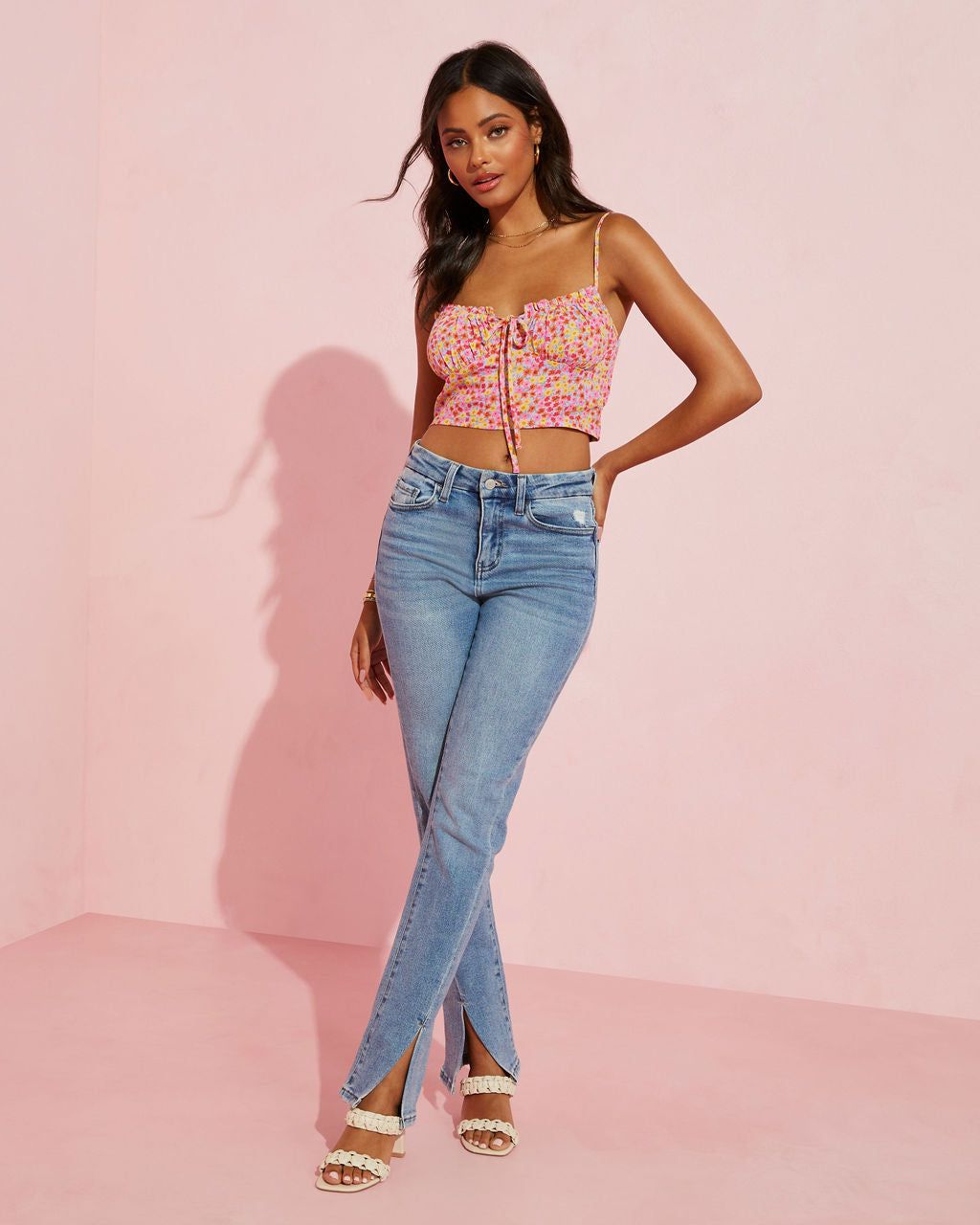 Dancing Daisies Floral Crop Top - Pink - SALE sold by Vici product image thumbnail 5