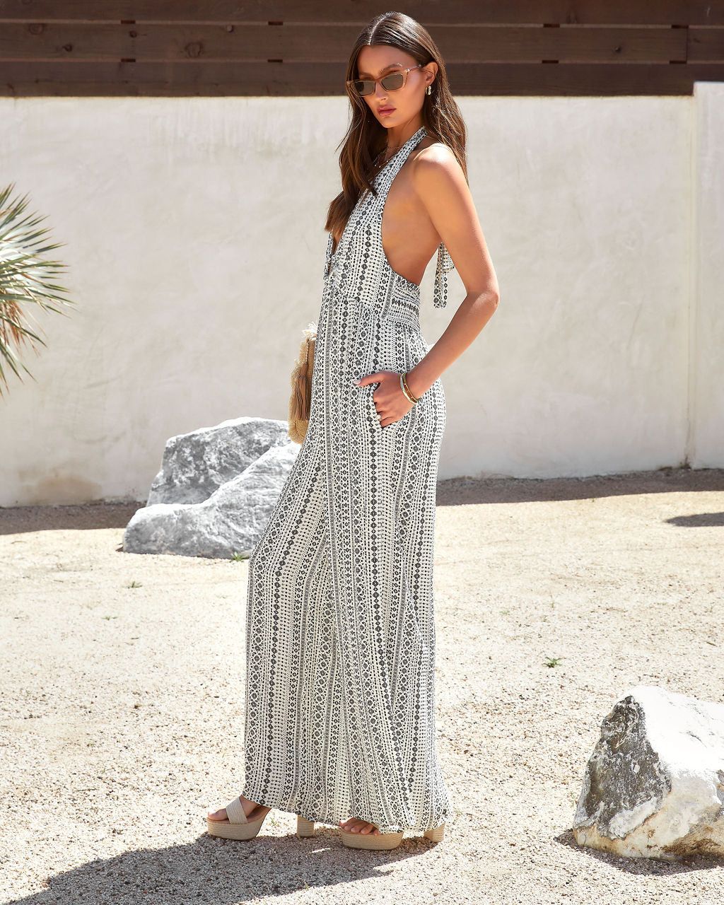 Simone Halter Printed Pocketed Jumpsuit - FINAL SALE sold by Vici product image thumbnail 5