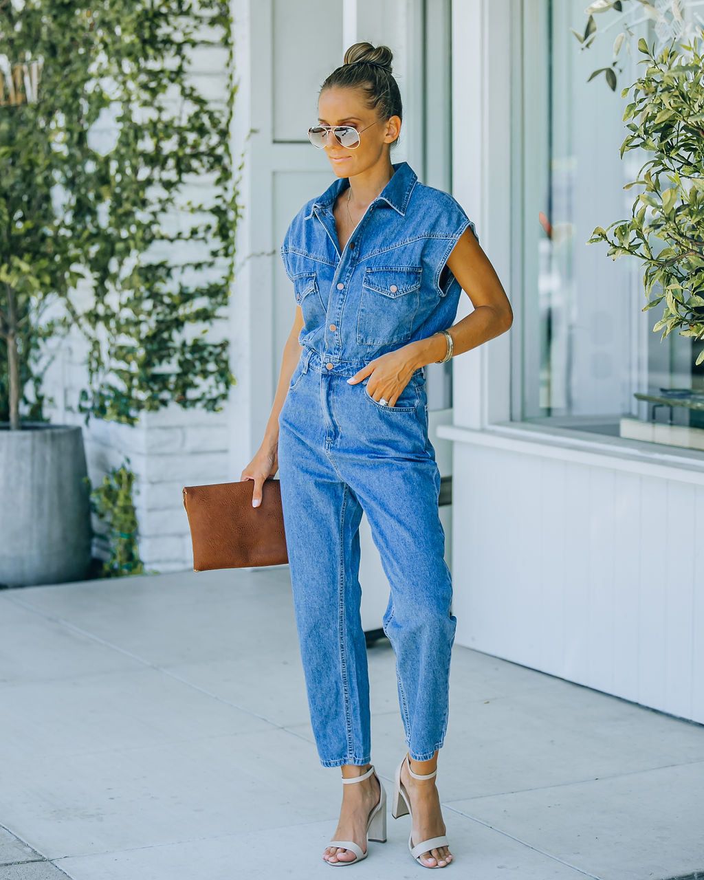 Aisha Pocketed Sleeveless Denim Jumpsuit - FINAL SALE sold by Vici product image thumbnail 9