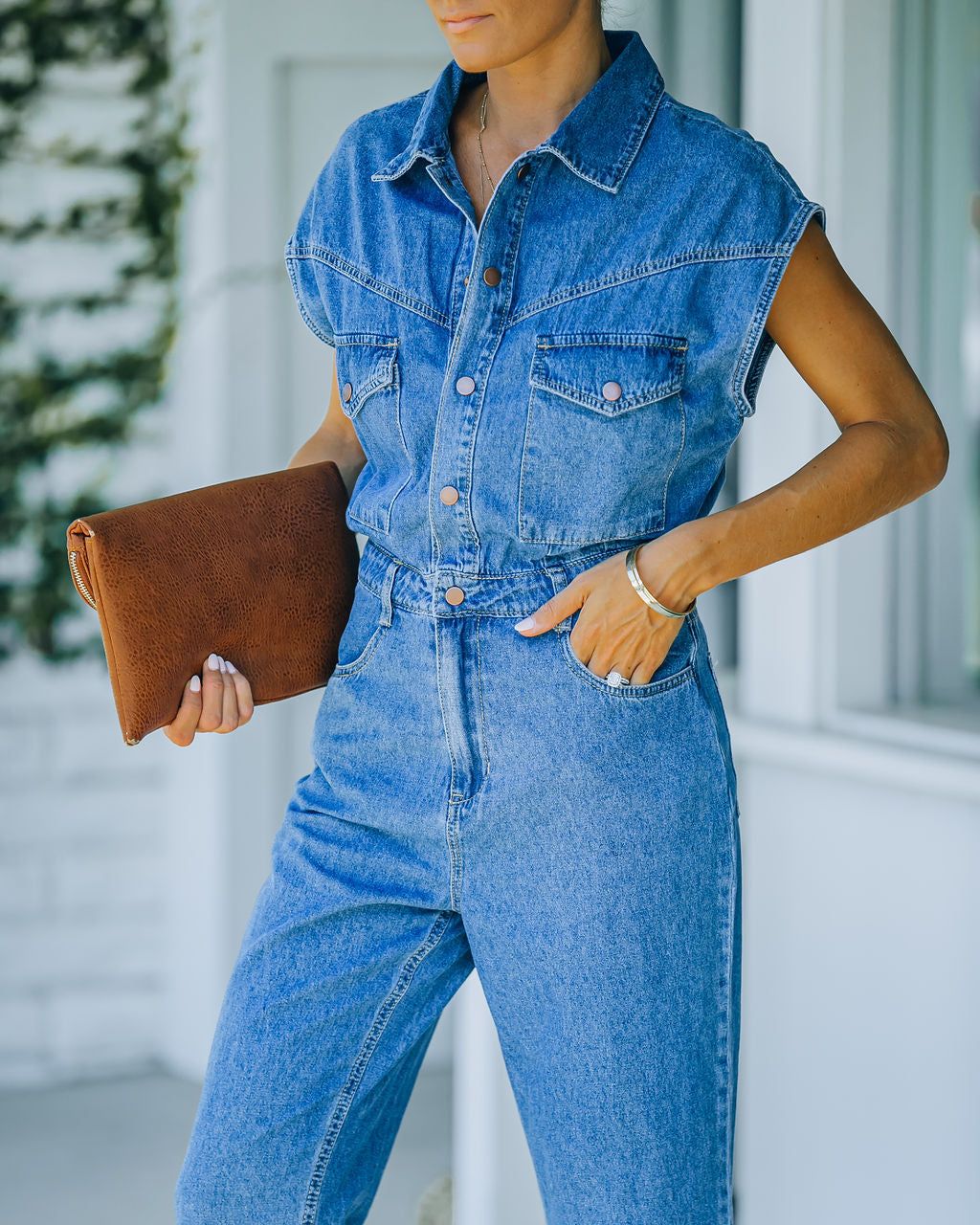Aisha Pocketed Sleeveless Denim Jumpsuit - FINAL SALE sold by Vici product image thumbnail 6