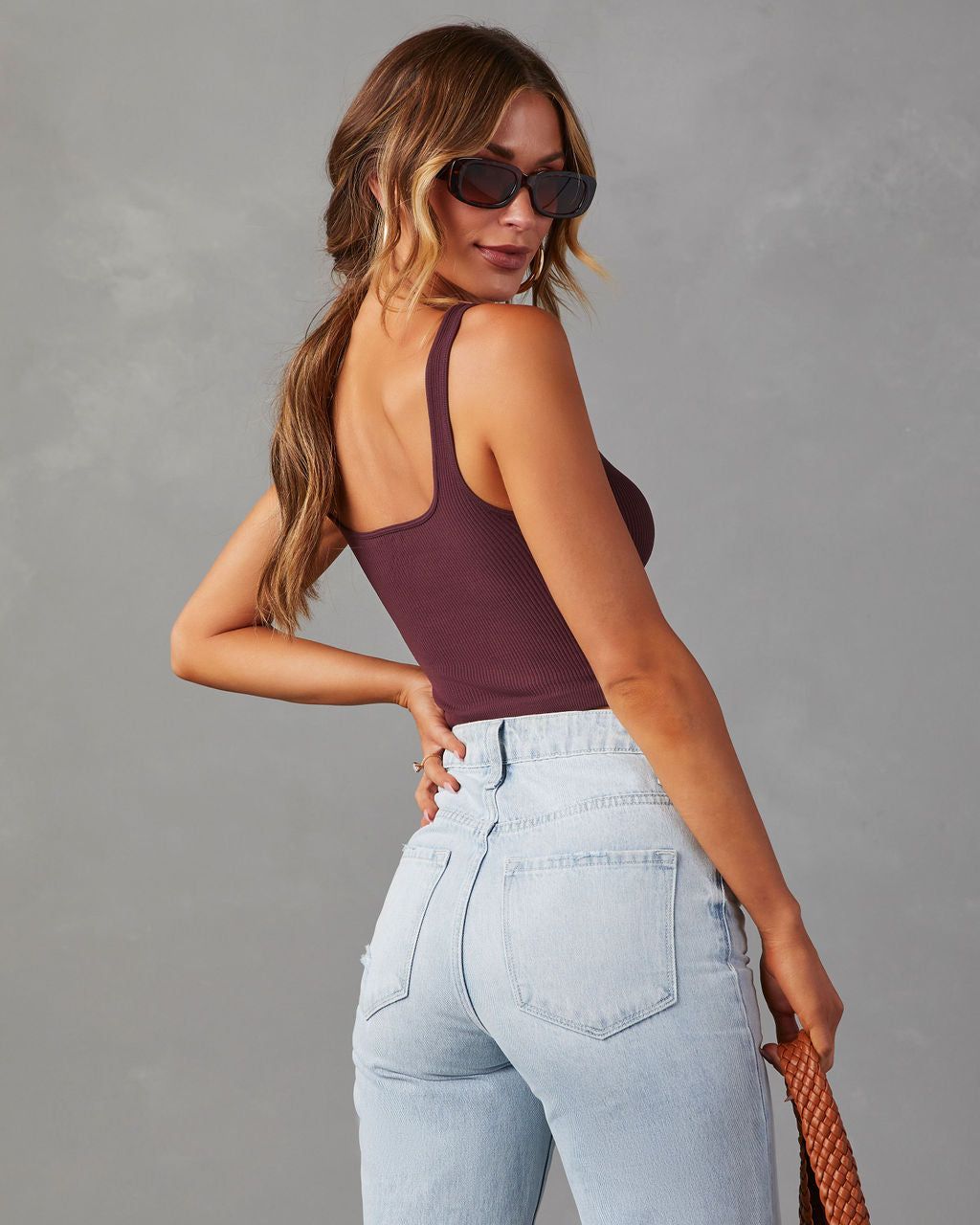 Deva Ribbed Tank Brami - Burgundy sold by Vici product image thumbnail 2