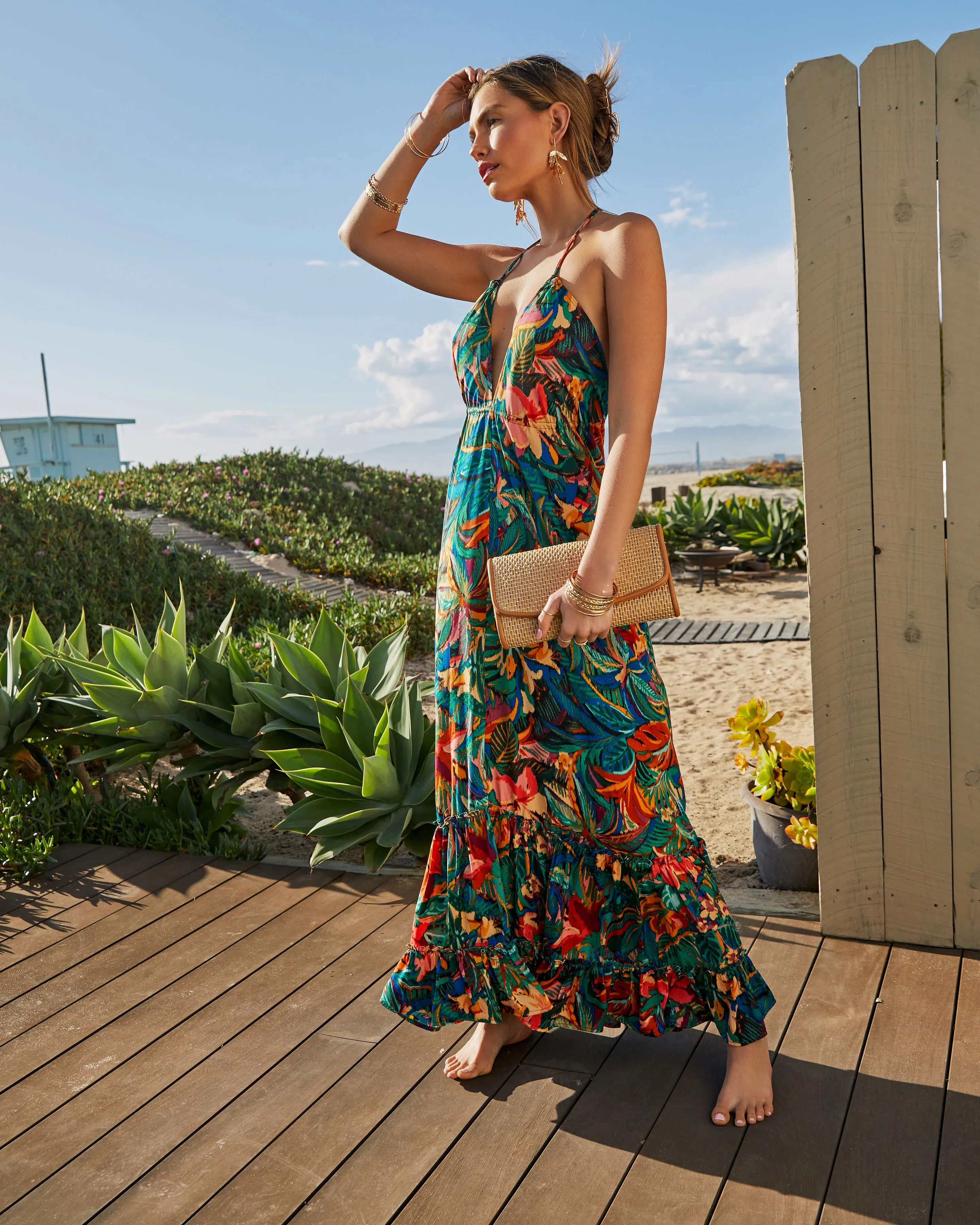 Ophira Tropical Print Maxi Dress sold by Vici product image thumbnail 5