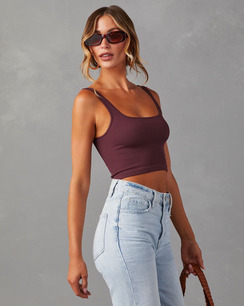Deva Ribbed Tank Brami - Burgundy sold by Vici product image thumbnail 4