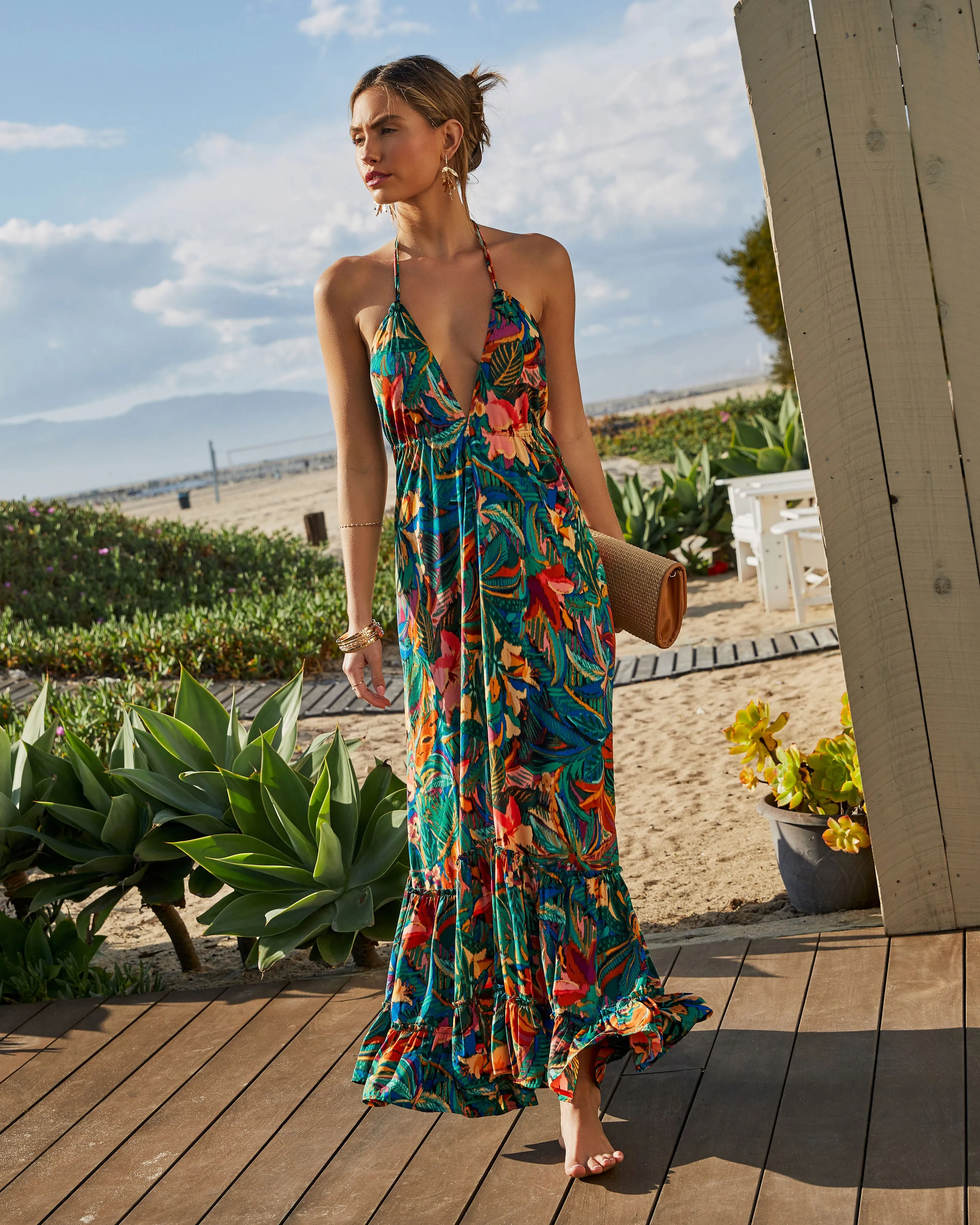 Ophira Tropical Print Maxi Dress sold by Vici