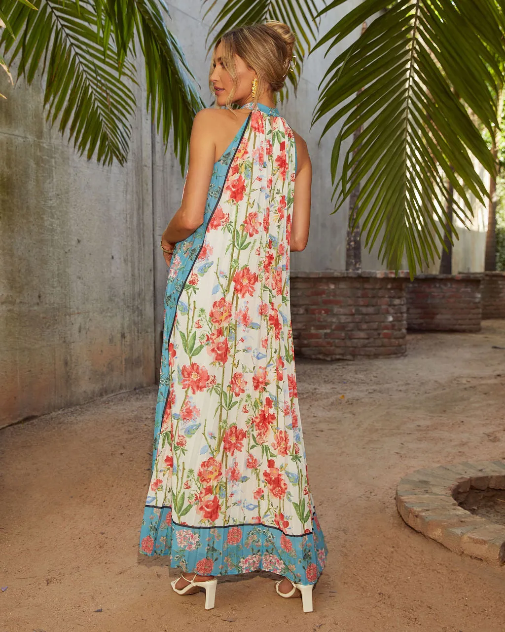 Vaughn Floral Pleated Halter Maxi Dress sold by Vici product image thumbnail 4