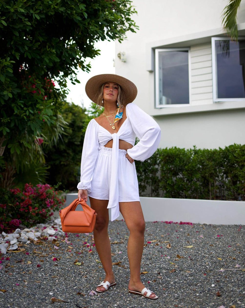 Grace Long Sleeve Tie Top - White - SALE sold by Vici product image thumbnail 7