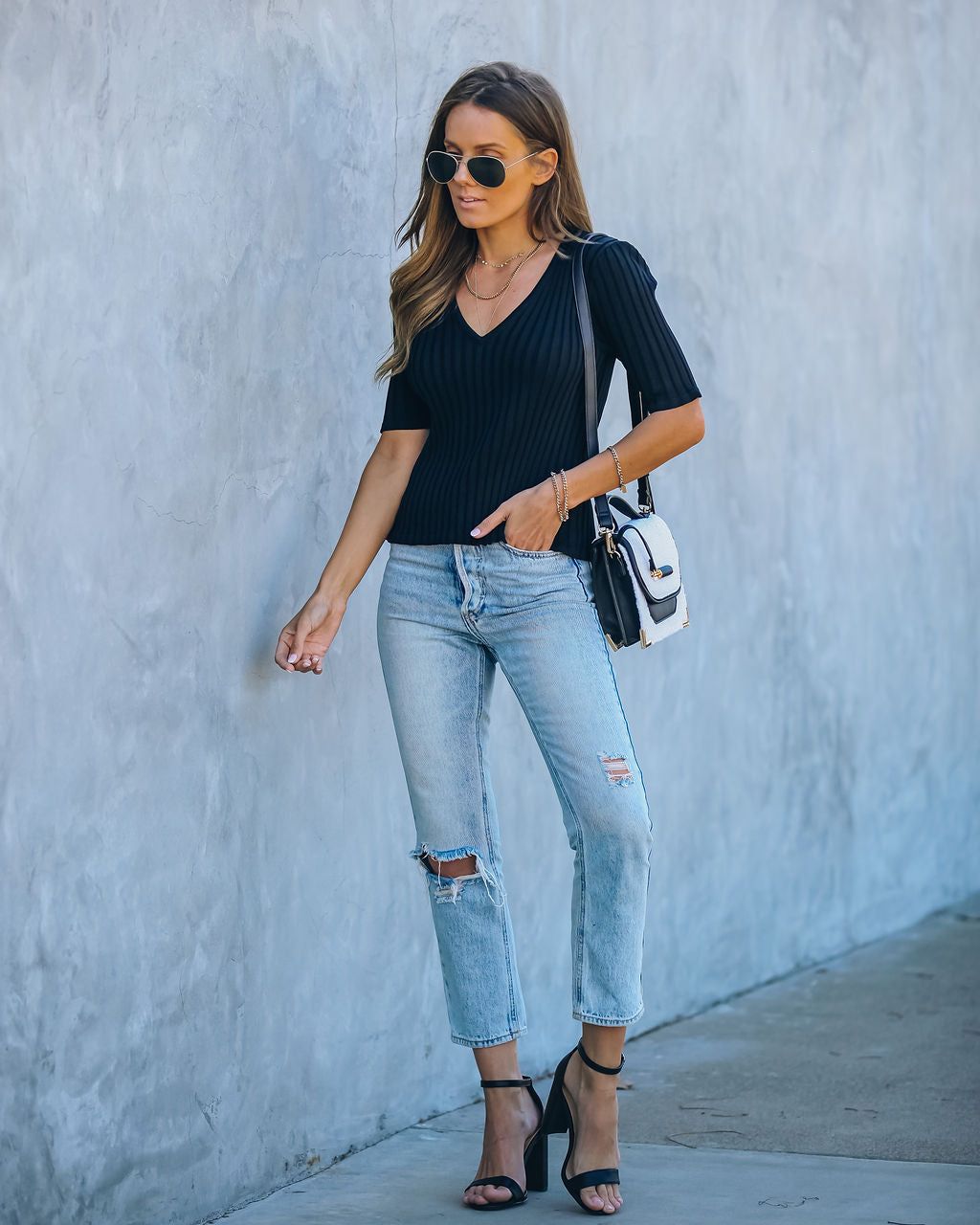 Loretta Ribbed Knit Crop Top - Black - FINAL SALE sold by Vici product image thumbnail 8