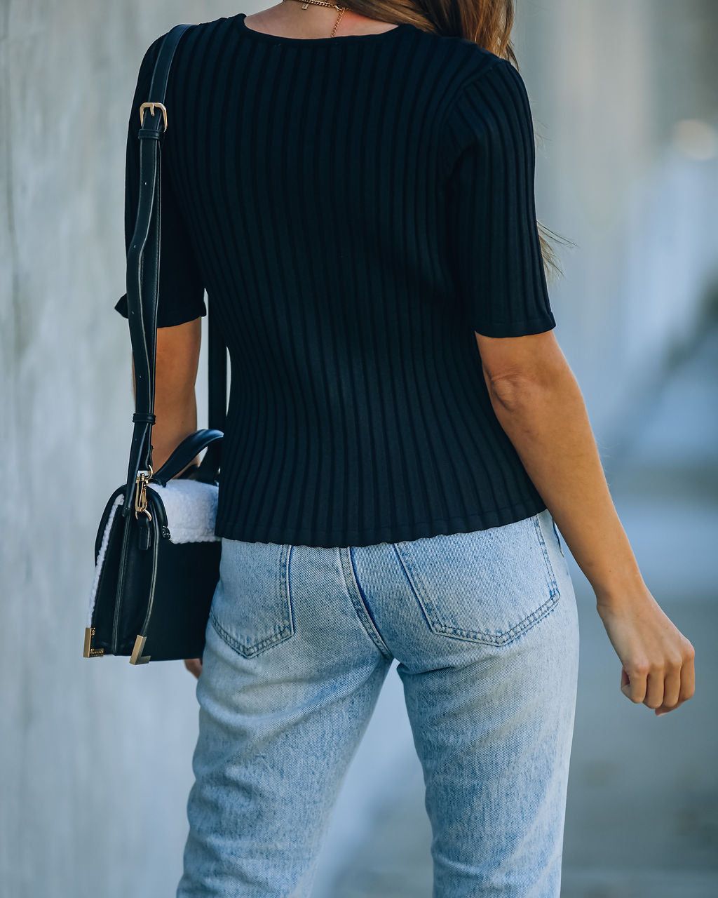 Loretta Ribbed Knit Crop Top - Black - FINAL SALE sold by Vici product image thumbnail 2