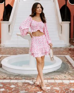 Celestine Floral Ruched Top - Pink - FINAL SALE sold by Vici
