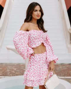 Celestine Floral Ruched Top - Pink - FINAL SALE sold by Vici