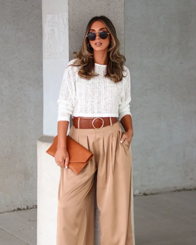 Motivate Me Woven Crop Top - White - FINAL SALE sold by Vici