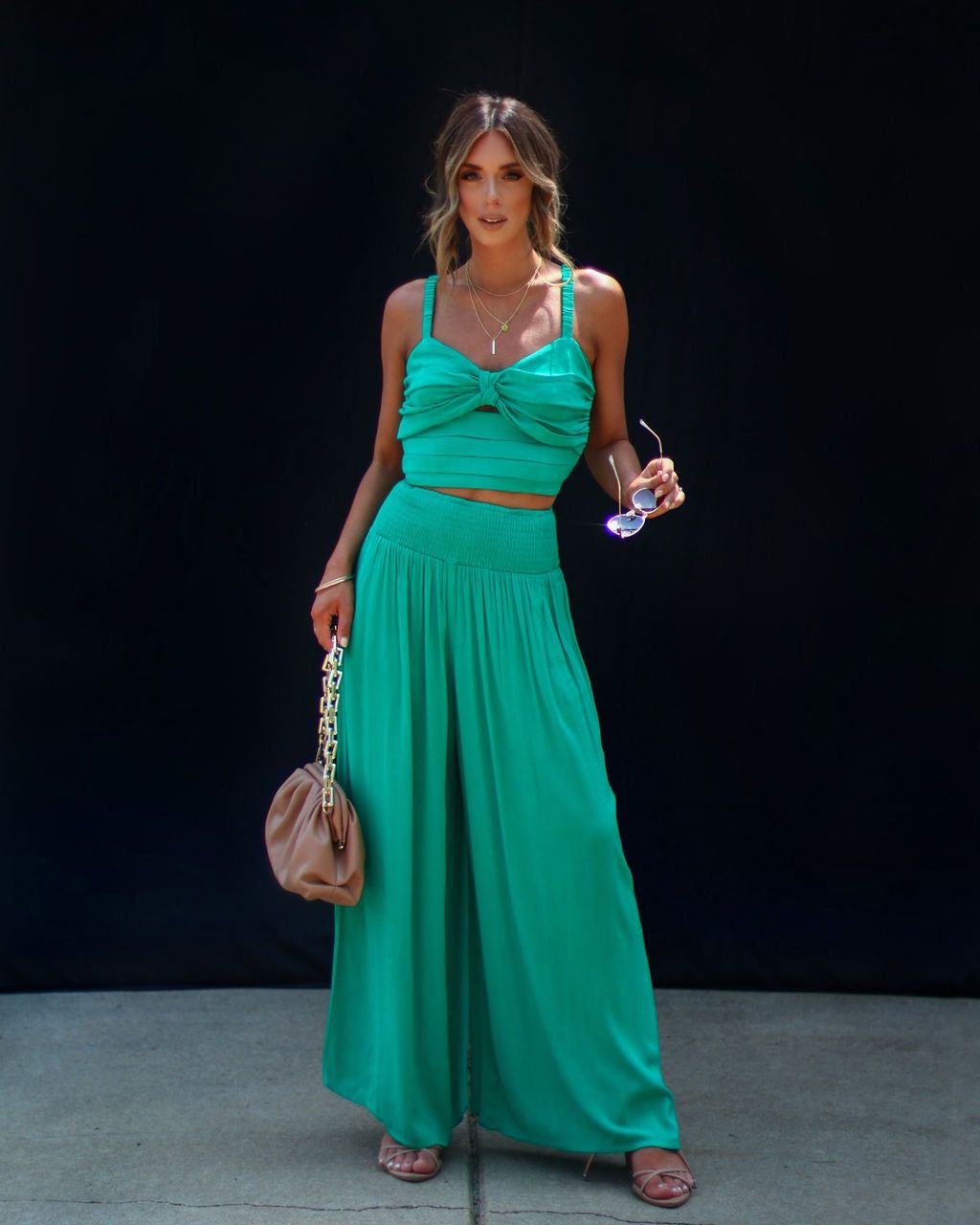 Make It Pop Pocketed Smocked Pants sold by Vici