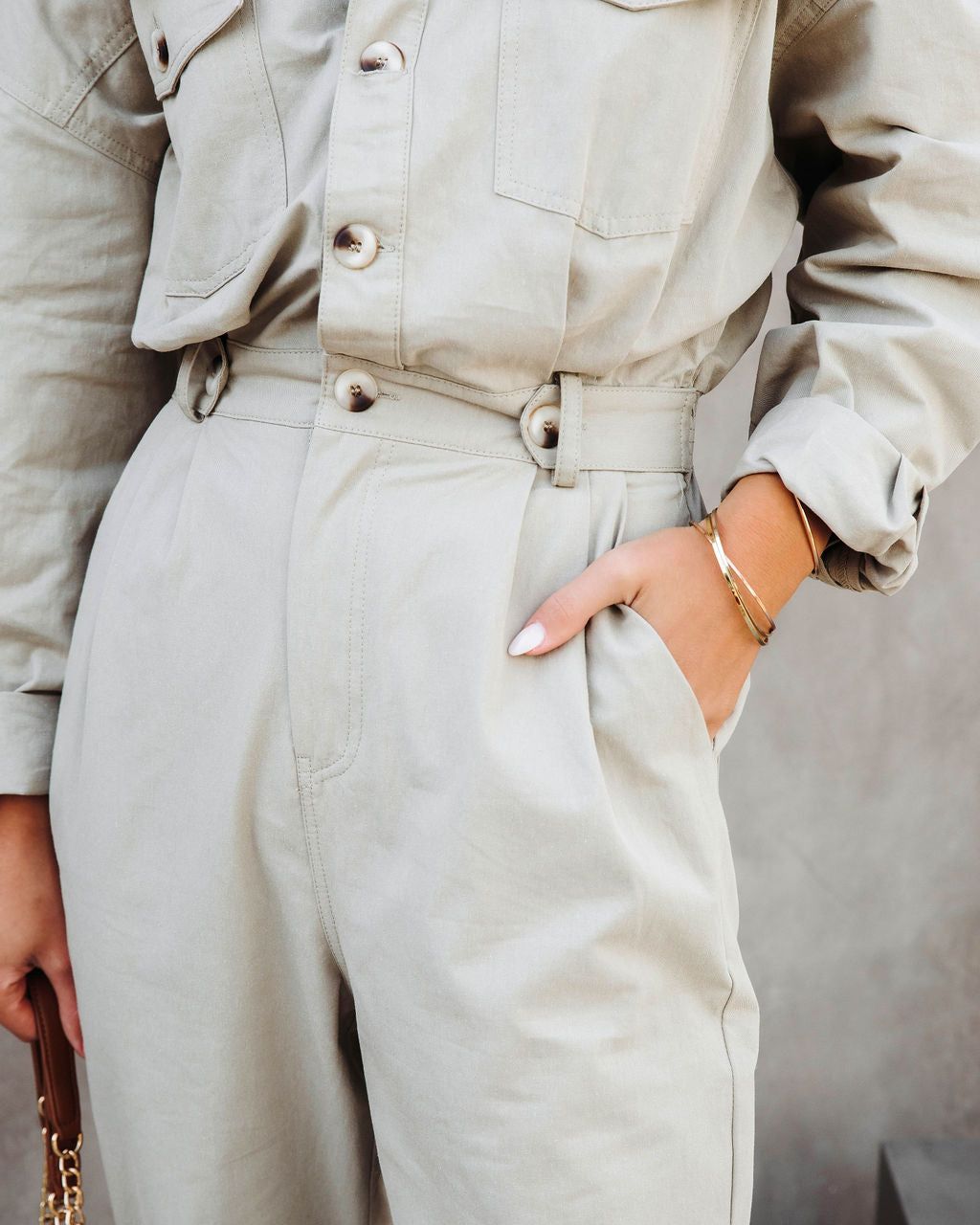 Understated Utility Cotton Pocketed Jumpsuit - Olive - FINAL SALE sold by Vici product image thumbnail 2