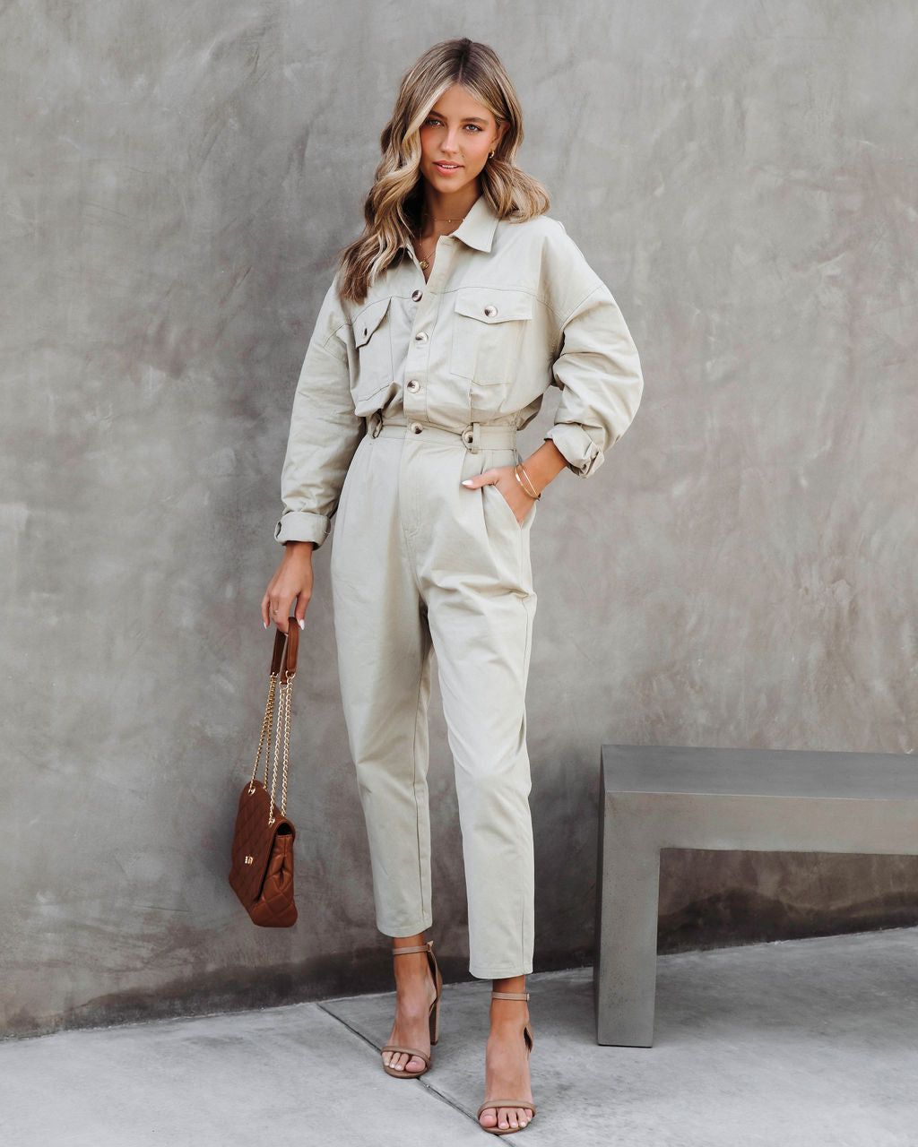 Understated Utility Cotton Pocketed Jumpsuit - Olive - FINAL SALE sold by Vici