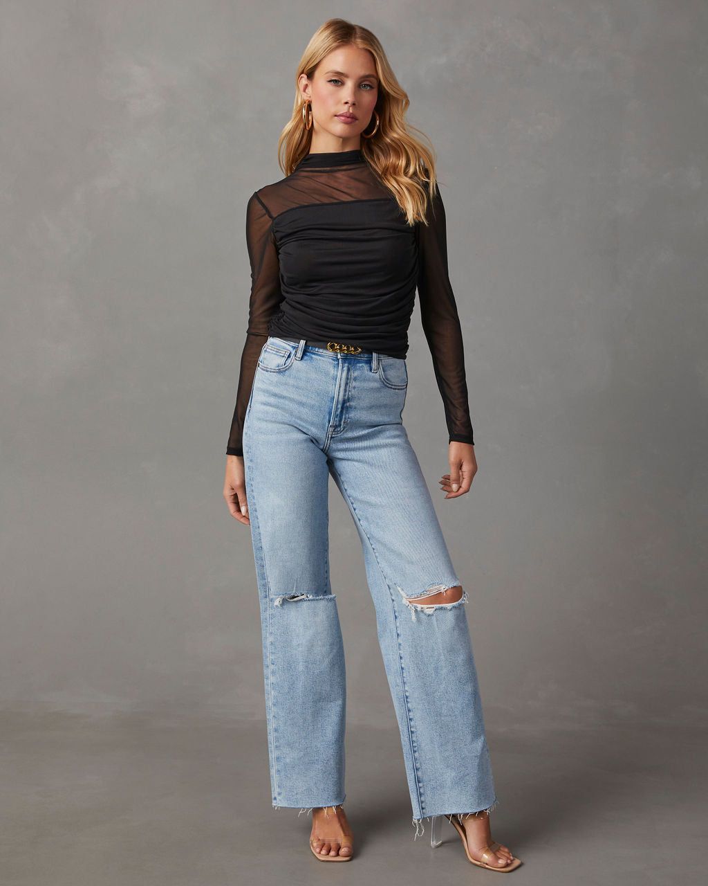 Bring The Edge Mesh Long Sleeve Top - Black sold by Vici product image thumbnail 6