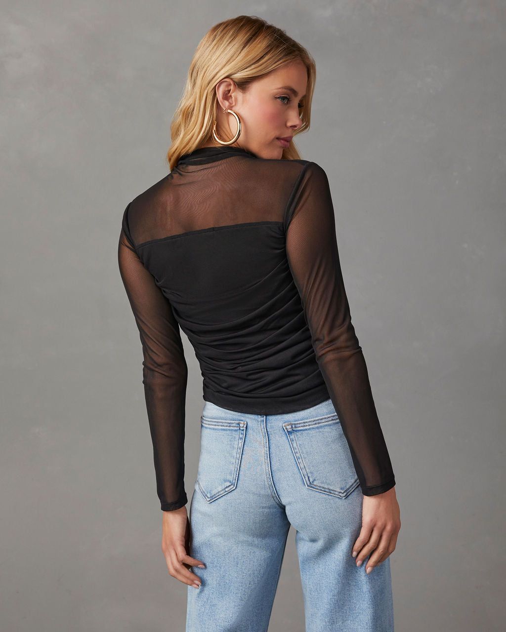Bring The Edge Mesh Long Sleeve Top - Black sold by Vici product image thumbnail 4