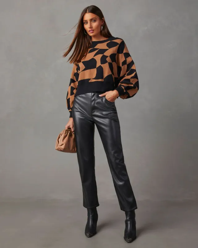 Patridge Abstract Pullover Sweater - Taupe/Black sold by Vici