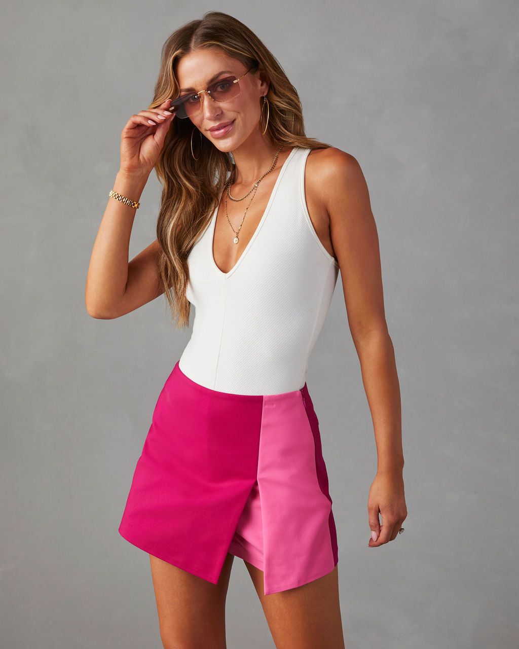 Double Take Colorblock Skort - Fuchsia/Pink - FINAL SALE sold by Vici product image thumbnail 5