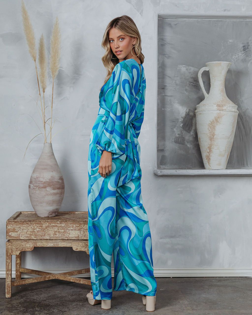 Emilio Satin Printed Wide Leg Jumpsuit - FINAL SALE sold by Vici product image thumbnail 4