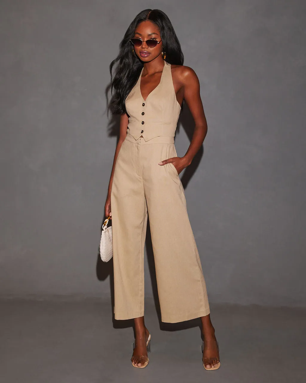 Tamar Fitted Waist Vest Jumpsuit sold by Vici