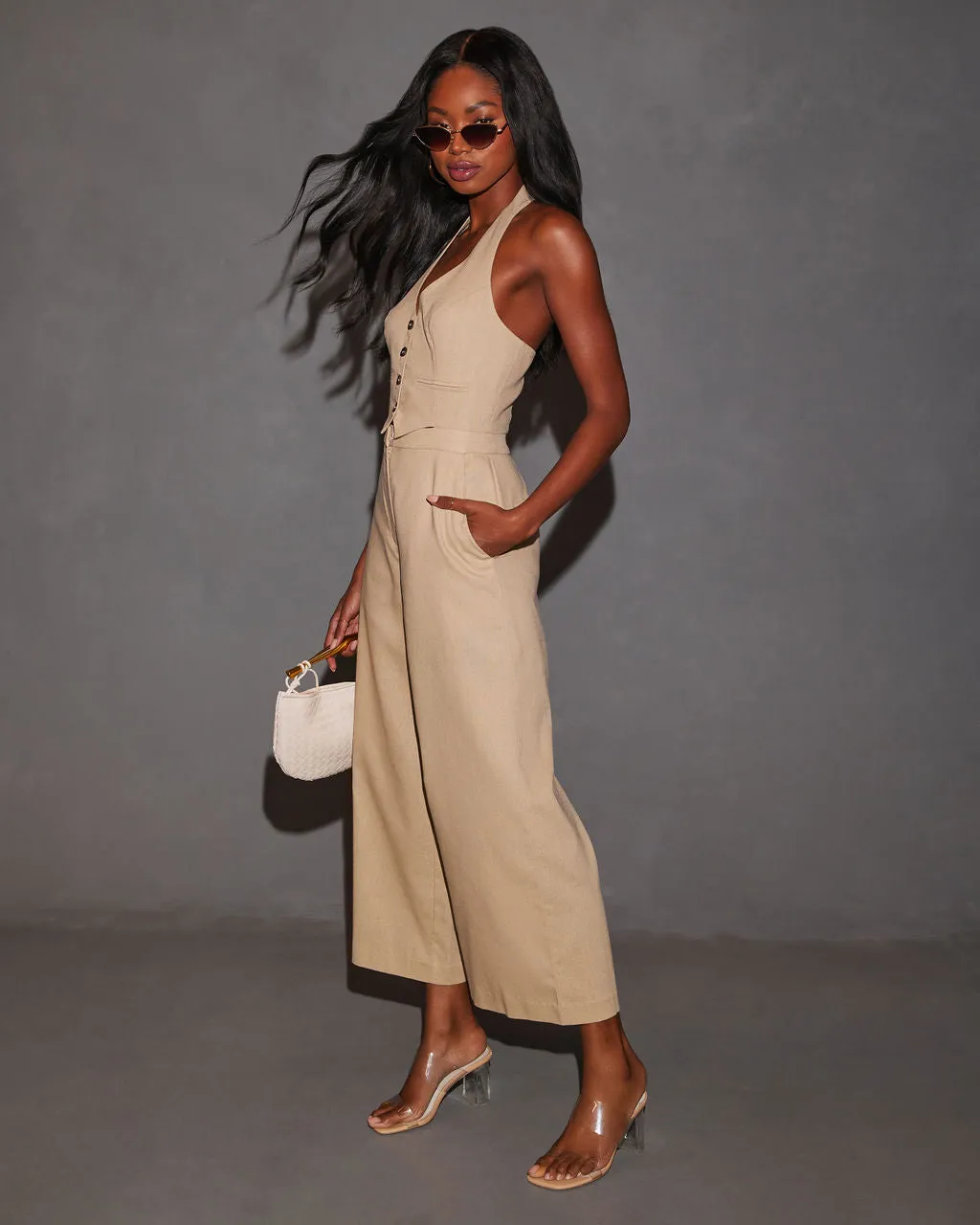 Tamar Fitted Waist Vest Jumpsuit sold by Vici product image thumbnail 4