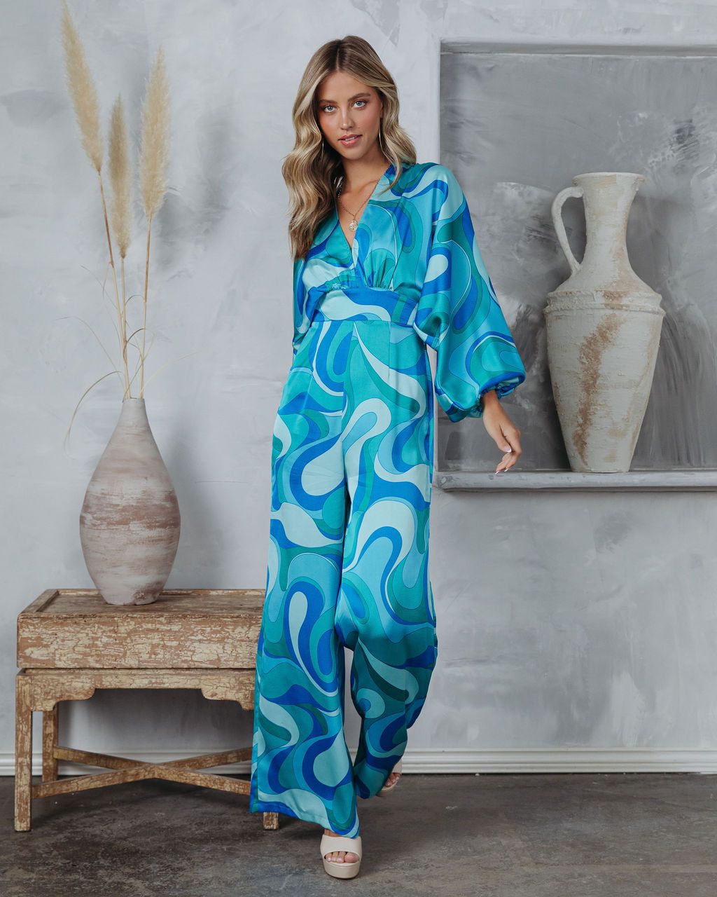 Emilio Satin Printed Wide Leg Jumpsuit - FINAL SALE sold by Vici product image thumbnail 7