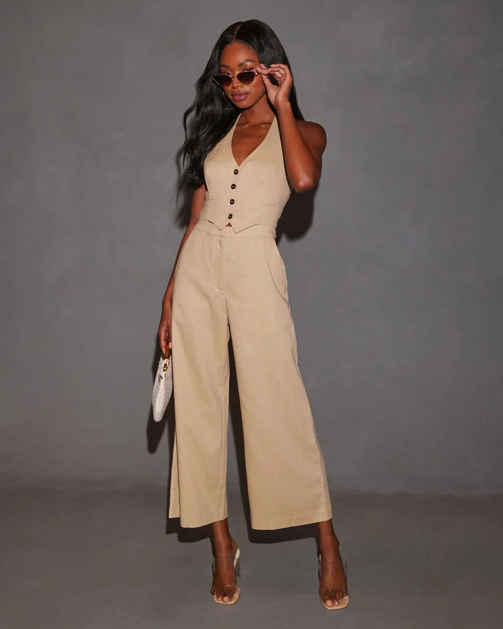 Tamar Fitted Waist Vest Jumpsuit sold by Vici product image thumbnail 3
