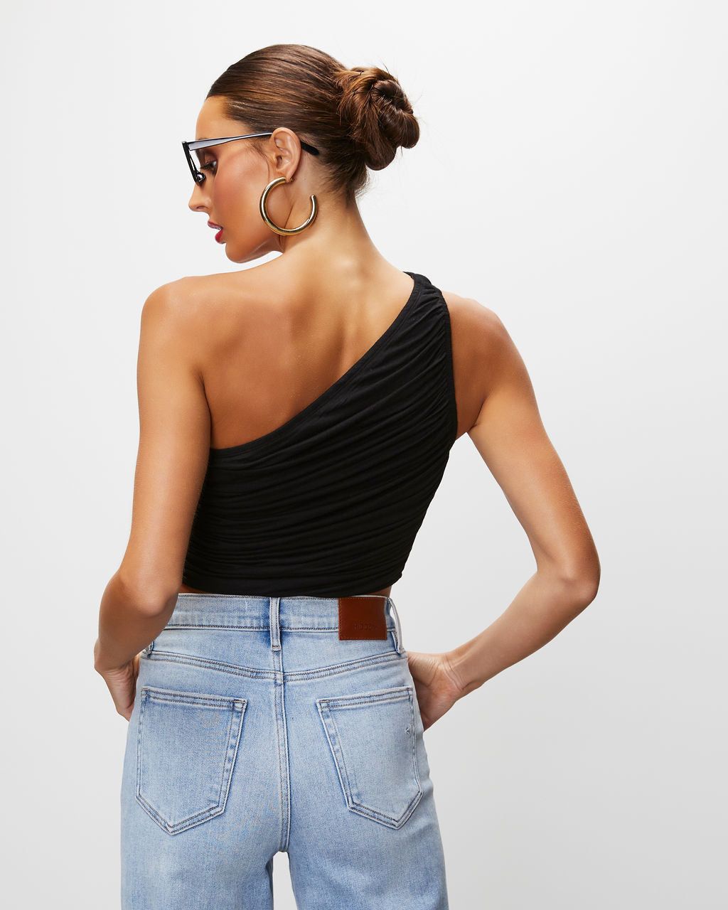 Alara Draped One Shoulder Crop Top - Black - FINAL SALE sold by Vici product image thumbnail 2